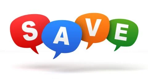 Save speech bubbles 3d concept illustration Stock Illustration