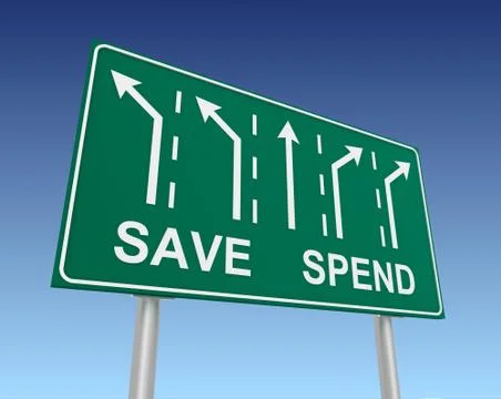 Save spend road sign 3d illustration イラスト素材