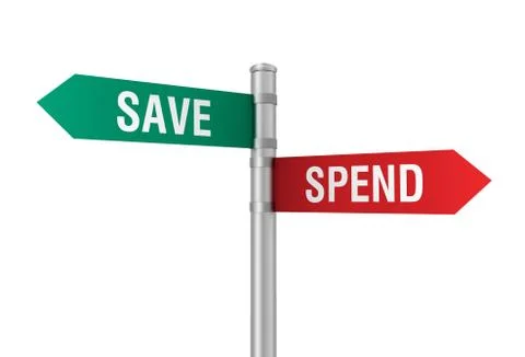 Save spend road sign 3d illustration Stock Illustration