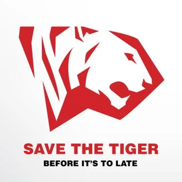 Save the tiger icon Stock Illustration