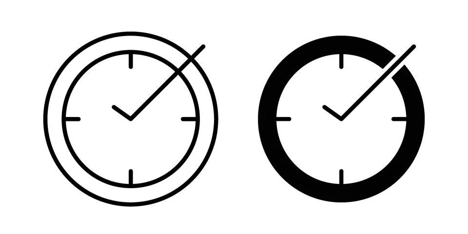 Save time icon black vector isolated on white Stock Illustration