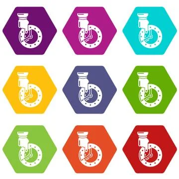 Save time icons set 9 Stock Illustration