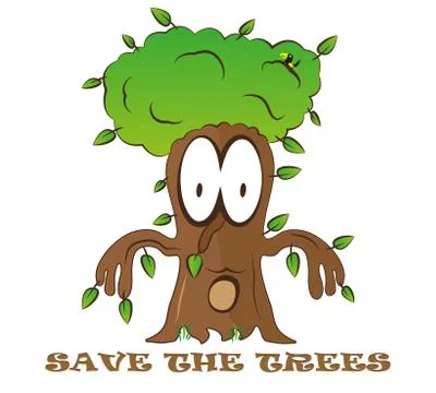 Save tree cute cartoon vector illustration Stock Illustration