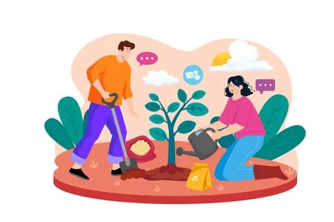 Save the Tree Illustration concept. A flat illustration isolated on white b.. Stock Illustration