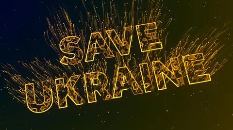 Save Ukraine Perspective Text Burning Flames Trail Of Fire Effect Dots Lines  Illustrazione stock