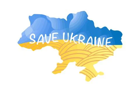 Save ukraine vector map ukraine flag colors Stock Illustration