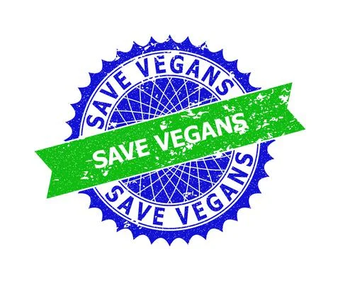 SAVE VEGANS Bicolor Rosette Unclean Stamp Seal Stock Illustration