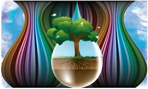 Save water and trees on abstract background Stock-Illustration