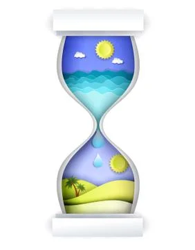 Save water concept, vector paper cut illustration Stock Illustration