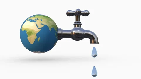 Save water earth recourses ecological concept Video stock 245965313