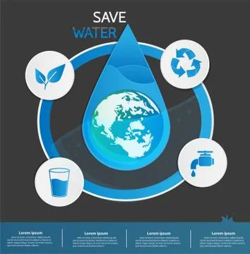Save water info graphic Stock Illustration