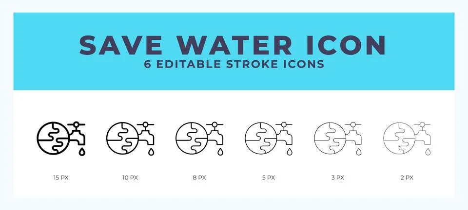 Save water line icon with different stroke. Vector illustration. Illustration