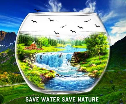 Save Water Save Nature poster design Stock Illustration