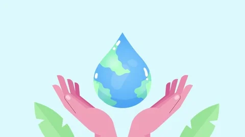 Save water save planet earth hand saving water drop environment protection Stock Footage 241836959