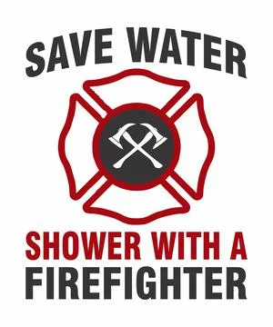 Save Water Shower With A Firefighter Stock Illustration