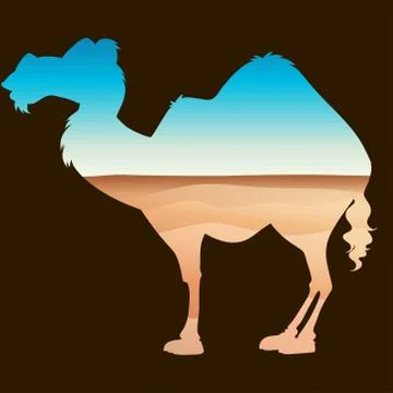 Save wildlife theme with camel and desert Stock Illustration