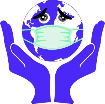 Save world from corona virus.Earth cry with the concept of being infected wit Stock-Illustration