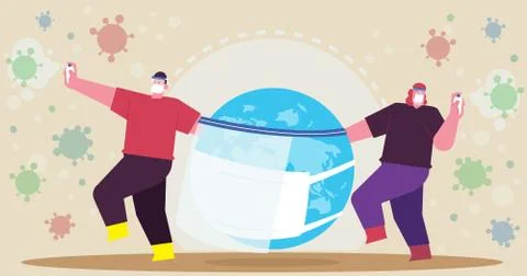 Save the world from Covid-19 Illustrazione stock