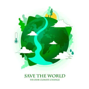 Save world with fix climate change vector illustration Stockillustratie