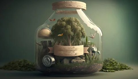 Save the world green reasonable. UI and UX, web design objects. Generated AI Stock Illustration
