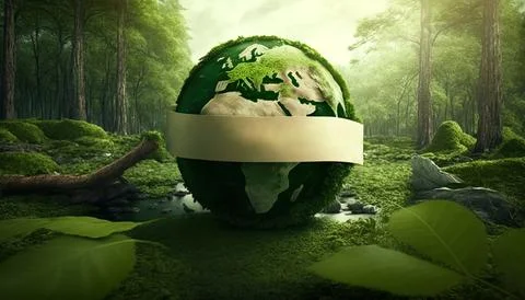 Save the world green reasonable. UI and UX, web design objects. Generated AI Stock Illustration