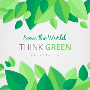 Save the world green template Stock Illustration