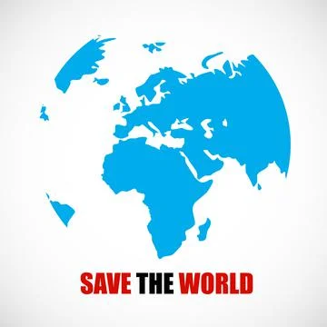 Save the World. Planet earth isolated on white background. Vector illustration Stock Illustration
