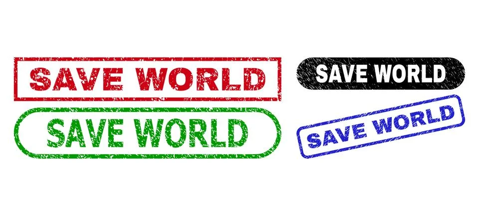 SAVE WORLD Rectangle Watermarks Using Unclean Style Stock Illustration