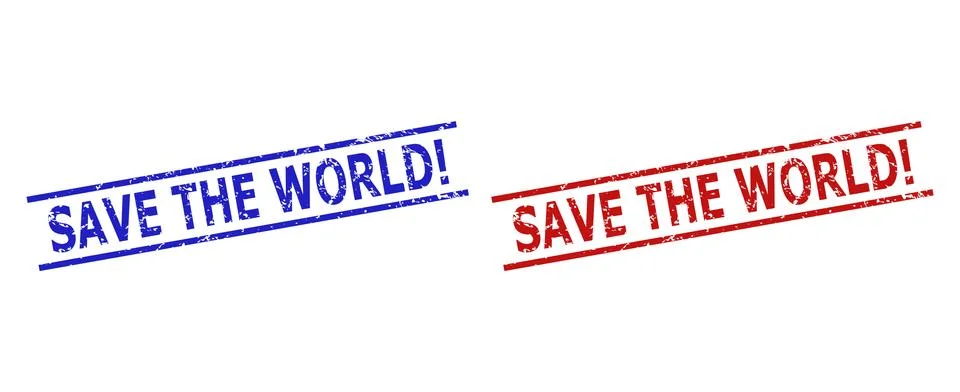 SAVE THE WORLD! Seals with Rubber Surface and Parallel Lines Illustrazione stock
