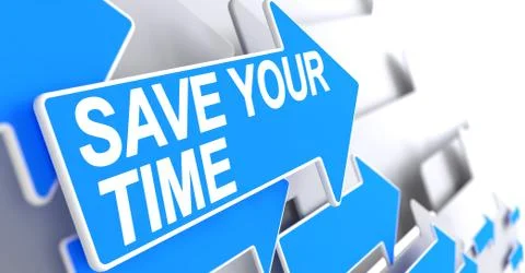 Save Your Time - Label on the Blue Pointer. 3D. 스톡 일러스트