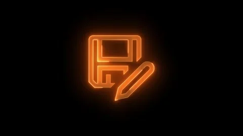 SaveAs symbol icon glowing neon brown color animation Stock Footage 279012477