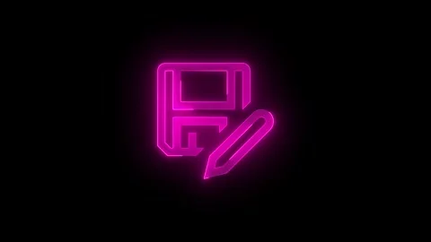 SaveAs symbol icon glowing neon pink color animation Stock Footage 279012487
