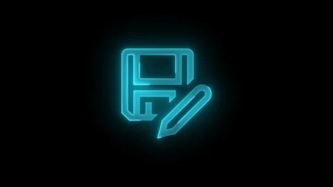 SaveAs symbol icon glowing neon cyan color animation Stock Footage 279012489