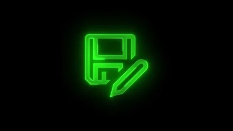 SaveAs symbol icon glowing neon green color animation Stock Footage 279012490