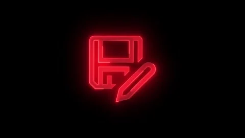 SaveAs symbol icon glowing neon red color animation Stock Footage 279012504