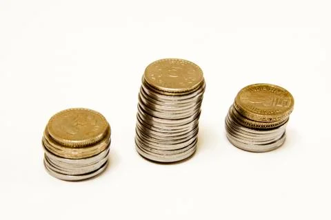 Saved Coins in Columns Foto stock