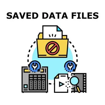 Saved data files protecting information with digital tools イラスト素材