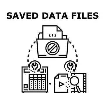 Saved data files protecting information with digital tools Stock Illustration