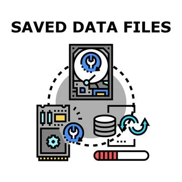 Saved data files restoring system computing storage Stock Illustration