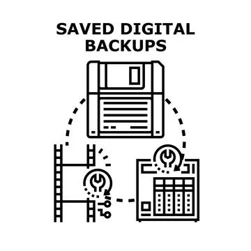 Saved digital backups concept illustrating data storage Stock Illustration
