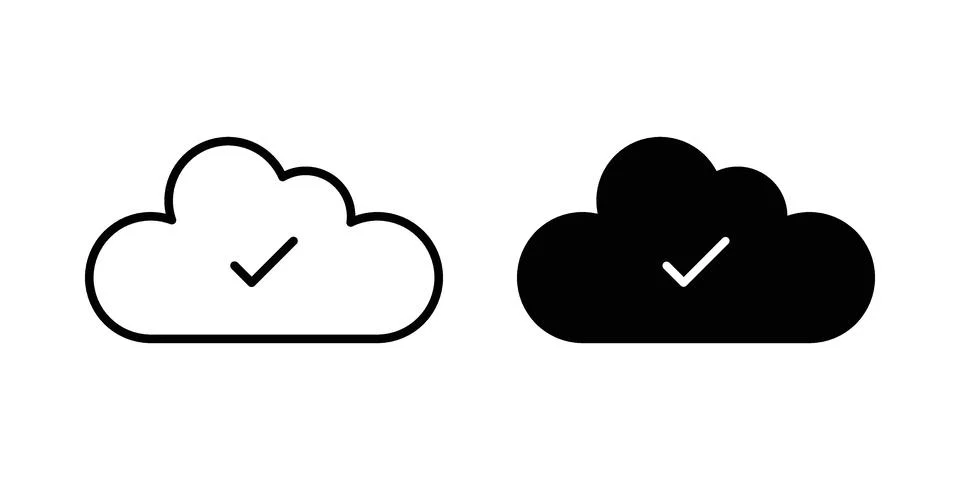 Saved to drive icon. Outline, flat icons Stock Illustration