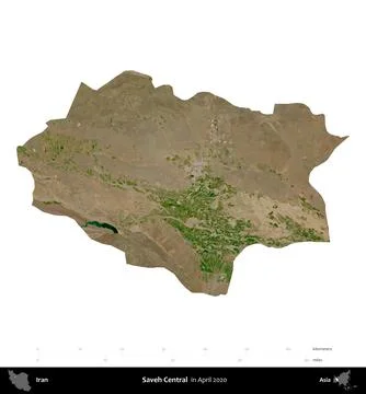 Saveh Central, Iran, isolated on white. Satellite image. April 2020 Stock Illustration
