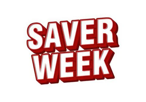 Saver week bold red text on white background Stock Illustration
