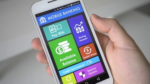 Saving Account on Mobile Banking App on Smartphone Stock Footage 77580501