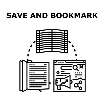 Saving and bookmarking content document and online resources Stock Illustration