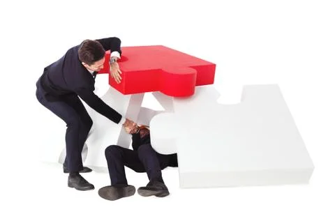 Saving businessman from problems 库存照片