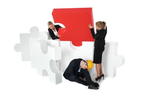 Saving businessman from problems 库存照片
