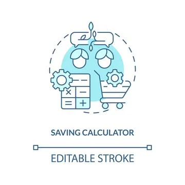 Saving calculator turquoise concept icon 스톡 일러스트