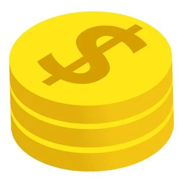 Saving concept icon isometric vector. Stack of big golden coin with dollar si Stock Illustration