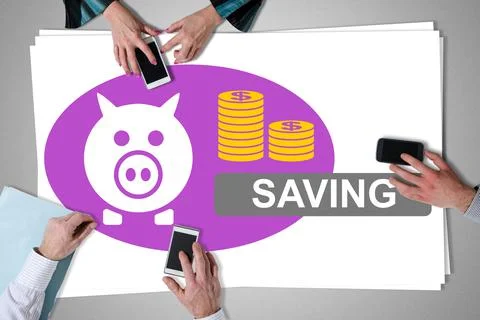 Saving concept placed on a desk Stock-Fotos